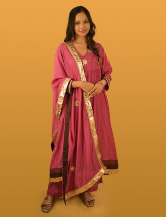 Magenta modal silk palazzo suit for celebrations