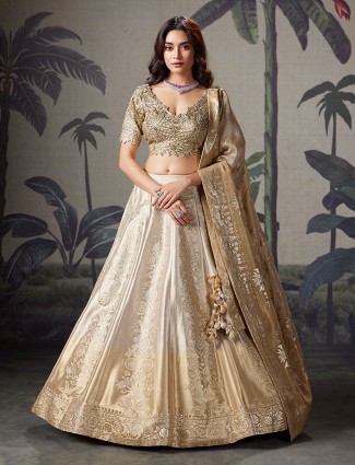 Gold silver wedding wear lehenga choli