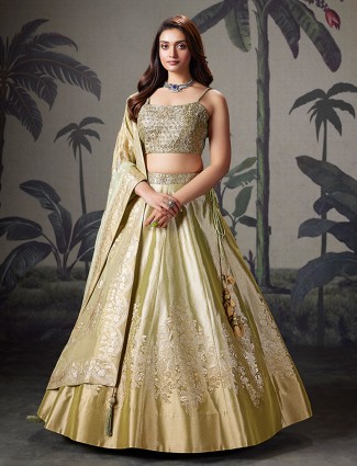 Pista green silk wedding lehenga choli