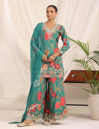 Rama green pakistani floral palazzo ensemble