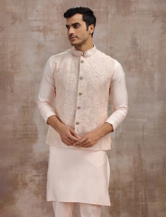 Light peach waistcoat set for wedding celebrations