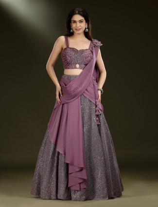 Purple sequins lehenga choli with dupatta