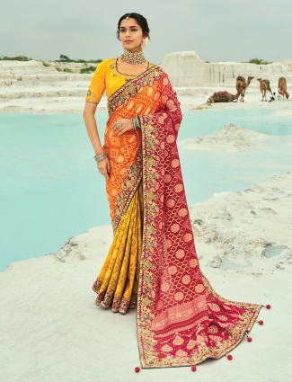 Golden radiance tissue silk saree with royal embellishments