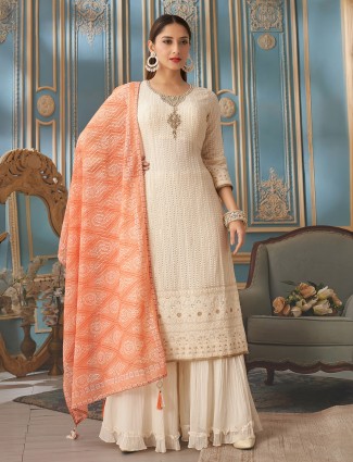 Onion pink lycra designer indo-western suit