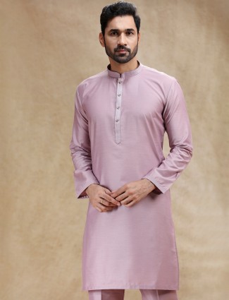 Onion pink cotton silk kurta suit for men