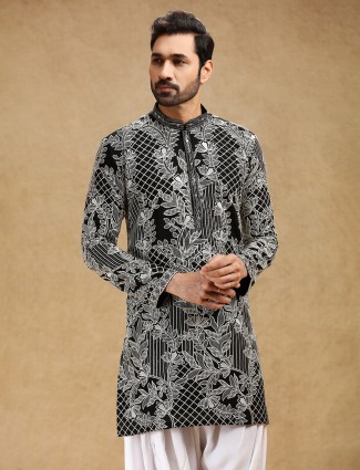 Elegant black georgette kurta suit with salwar