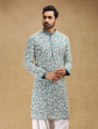 Mint blue georgette kurta suit with salwar charm
