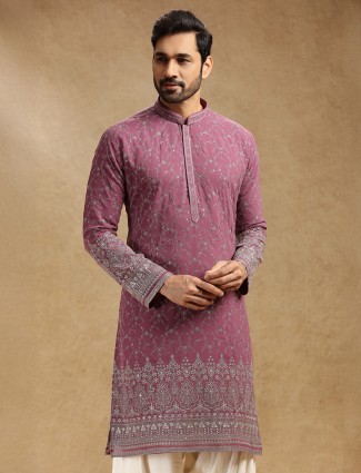 Onion pink georgette kurta pajama for festivals
