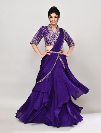 Blue lehenga choli in stunning silk
