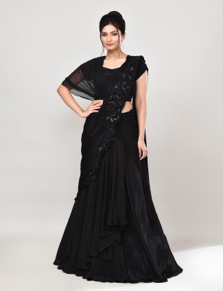 Black georgette festive lehenga choli
