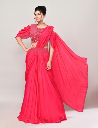Dark pink chiffon elegant lehenga choli