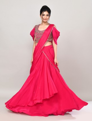 Magenta silk designer lehenga choli