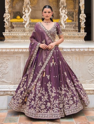 Pastel purple silk elegant lehenga choli