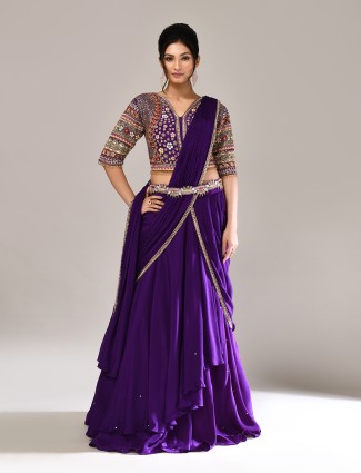 Blue lehenga choli in stunning silk