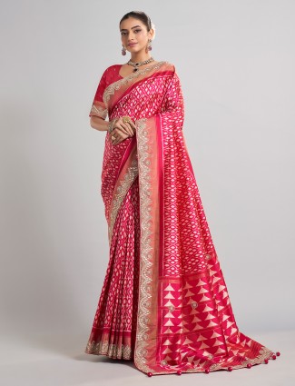 Magenta patola silk saree for wedding wear