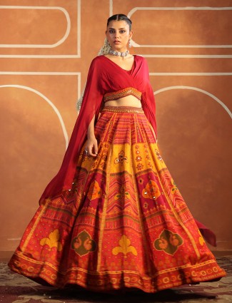 Designer reddish pink silk lehenga choli for women