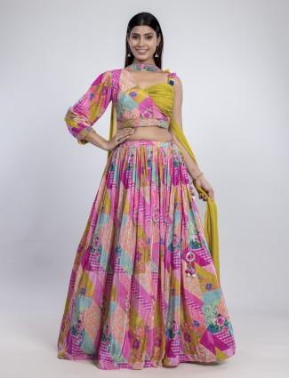 Onion pink lycra designer indo-western suit