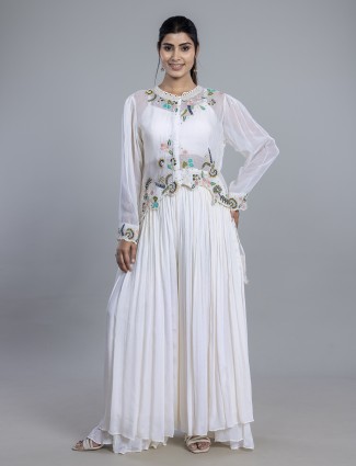 White party wear palazzo suit in chiffon