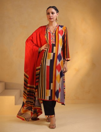 Multicolor festive printed salwar suit for women festive wear