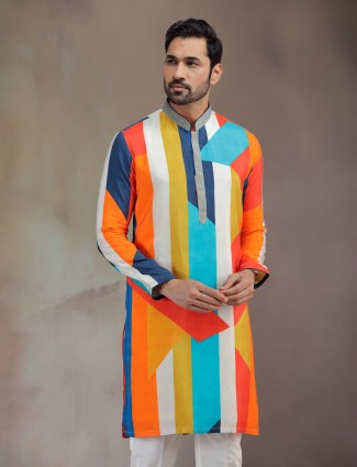 Vibrant multicolor printed kurta pajama set
