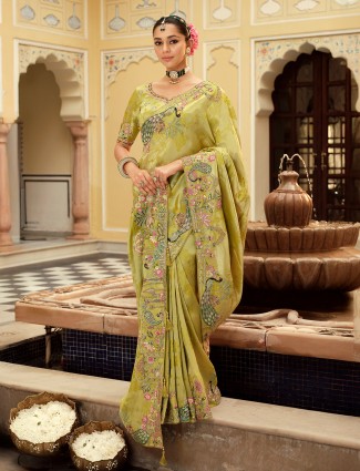 Golden radiance tissue silk saree with royal embellishments