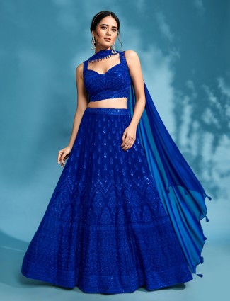 Blue lehenga choli in stunning silk