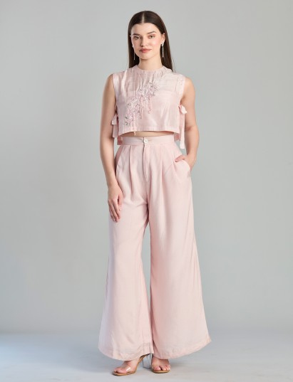 Stunning peach silk designer indo western festive co ord