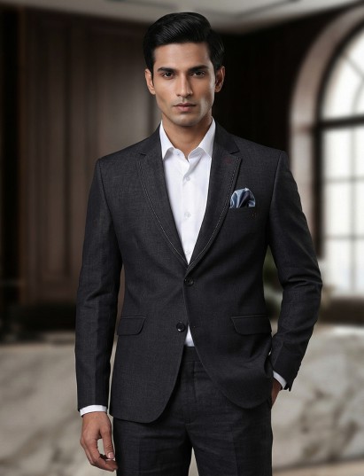 Charcoal grey terry rayon formal blazer
