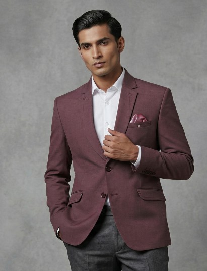 Light wine terry rayon party wear blazer