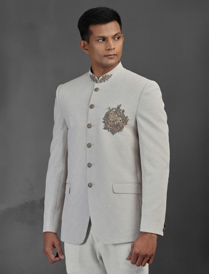 Cream graceful jodhpuri suit for reception occasions
