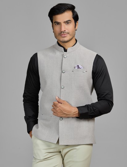 Elegant beige jute waistcoat for formal dressing