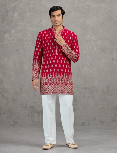 Rani pink georgette designer festive kurta suit