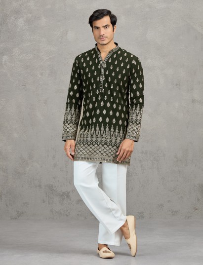 Mehendi green georgette classic embroidered kurta suit