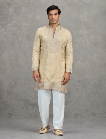 Gold tissue premium wedding festive kurta suit