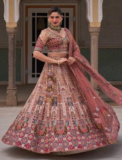 Heavy bridallehenga choli for with net dupatta