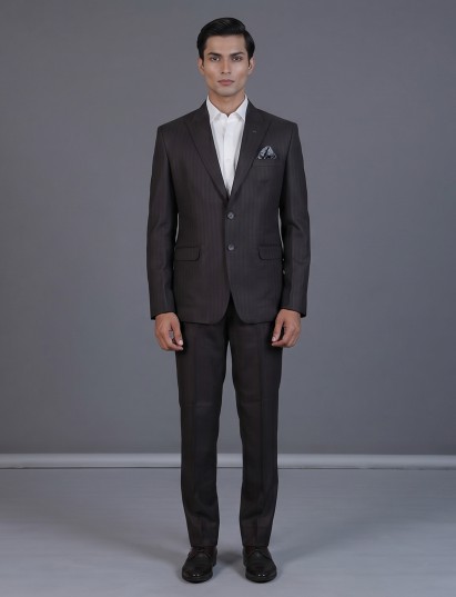 Charcoal black tailored coat with modern notch lapel cut