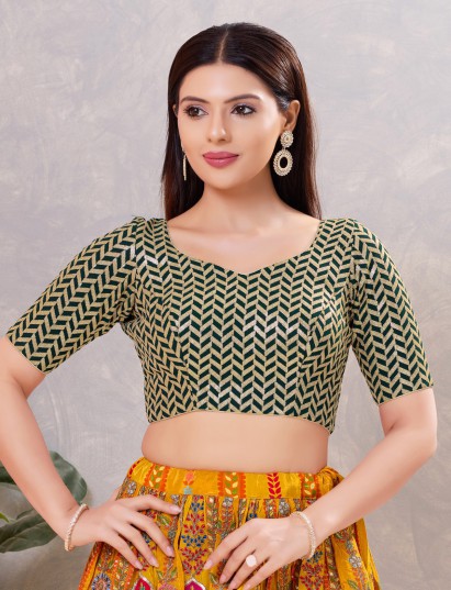 Bottle green silk sweetheart neck blouse