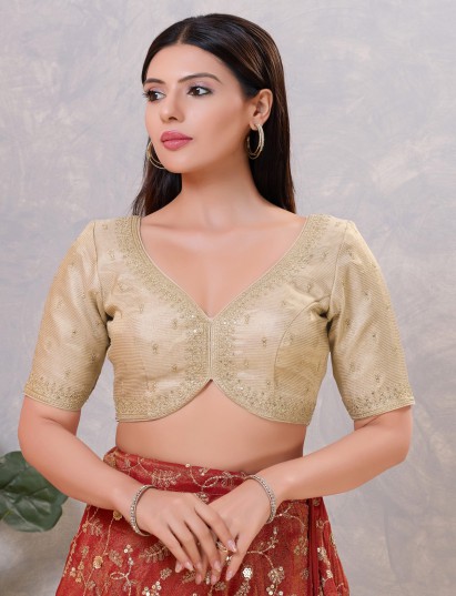 Light gold silk sweetheart neck blouse