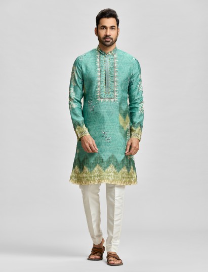 Blue refined ceremonial kurta creation for men