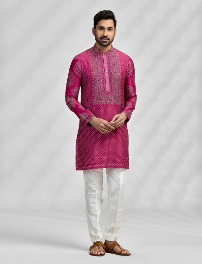 Magenta silk bandhani heritage signature ensemble