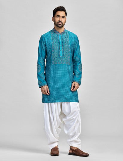 Blue silk bandhani salwar festive silhouette