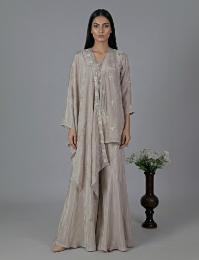 Ivory georgette silk embellished salwar suit