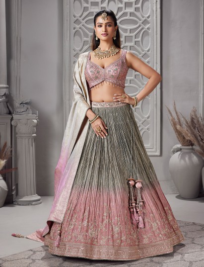 Grey onion pink shaded festive lehenga choli