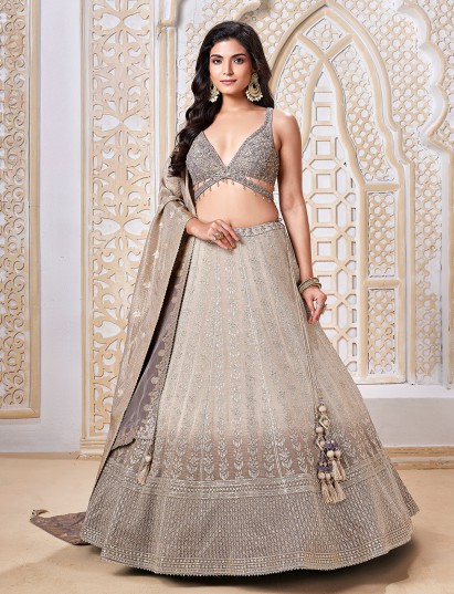 Beige shaded diamond embellished lehenga choli