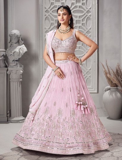 Light pink wedding wear lehenga choli
