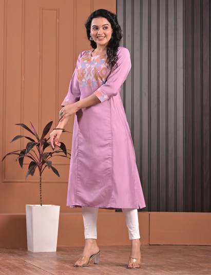 Light purple thread aabla yoke style kurti