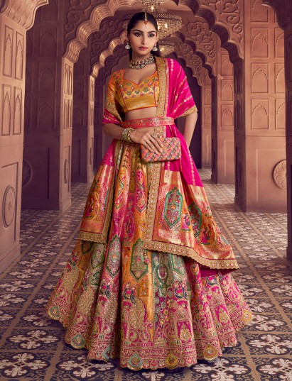 Multicolor zari woven banarasi silk lehenga choli