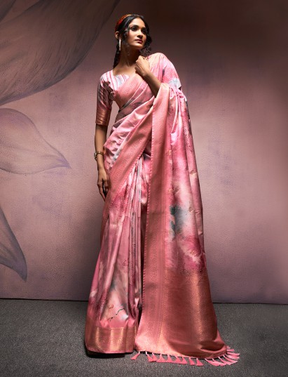 Radiant pink zari embellished silk blouse