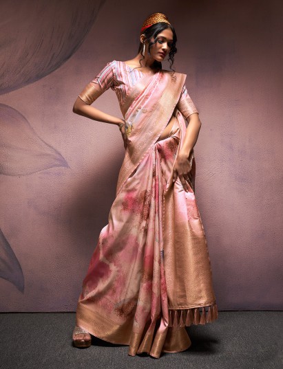 Vibrant multicolour painted zari silk unstitched blouse