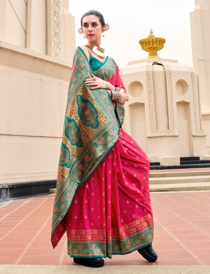 Royal red banarasi silk wedding saree